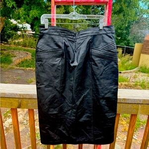 Vintage black leather pencil skirt